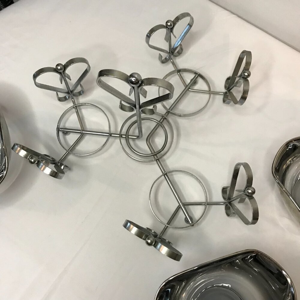 Vintage MCM Trio of Silver Ombre Dishes with Silver Metal Caddy, relish, serving - Picture 4 of 12